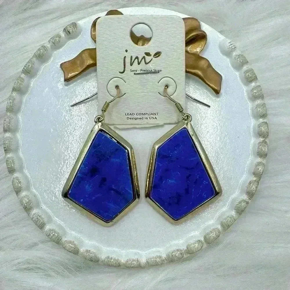 Blue Marble Statement Earrings